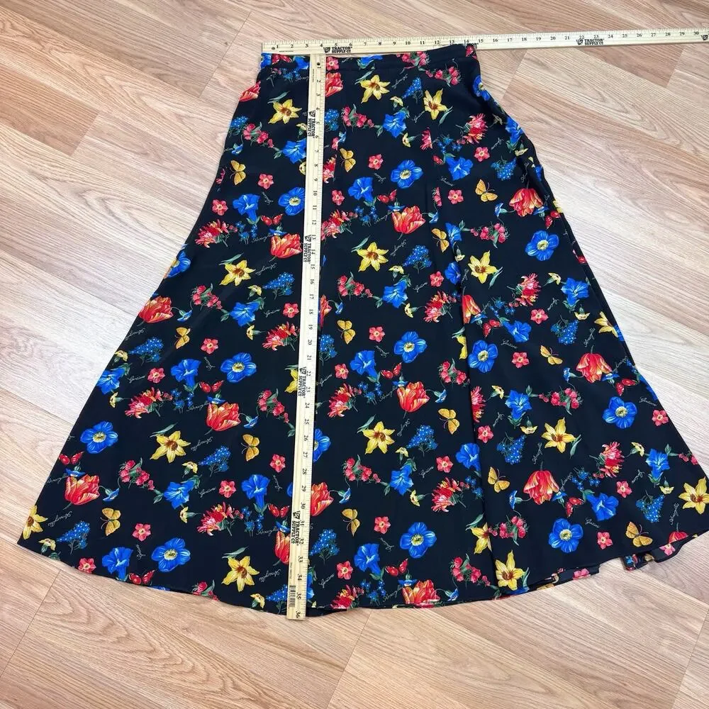 Women’s Vintage Skirt Size 8 Kasper Bright Floral Blue Yellow Red Colorful 90s